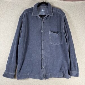 Tommy Bahama Relax Men's Size L Button Up Waffle Print Blue Shacket 100% Cotton